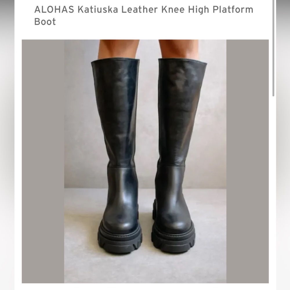 ALOHAS Black Heeled Boots with Chunky Sole